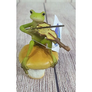 Top Collection #4010 Frog Playing Fiddle On Mushroom Figurine Top Land Trading